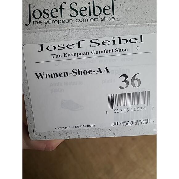 Josef‎ Seibel Womens Caspian Leather Sneakers Shoes Platinum Metallic EU 36 NEW - Picture 9 of 9